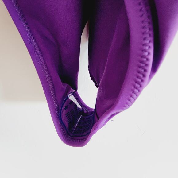 Zara Purple One Piece Swimsuit Bodysuit Top V-Neck Ruffles Cheeky Size Large - Picture 8 of 12